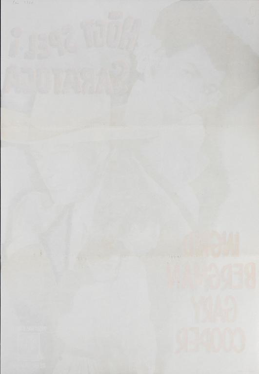 Gösta Åberg, a vintage movie poster, 'Högt spel i Saratoga (Saratoga Trunk)', 1946.