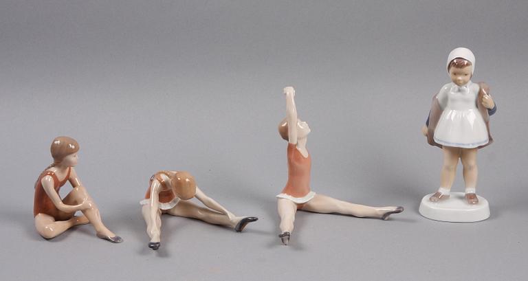 FIGURINER, 4 st, porslin, Kunglig Dansk samt Bing o Gröndal.