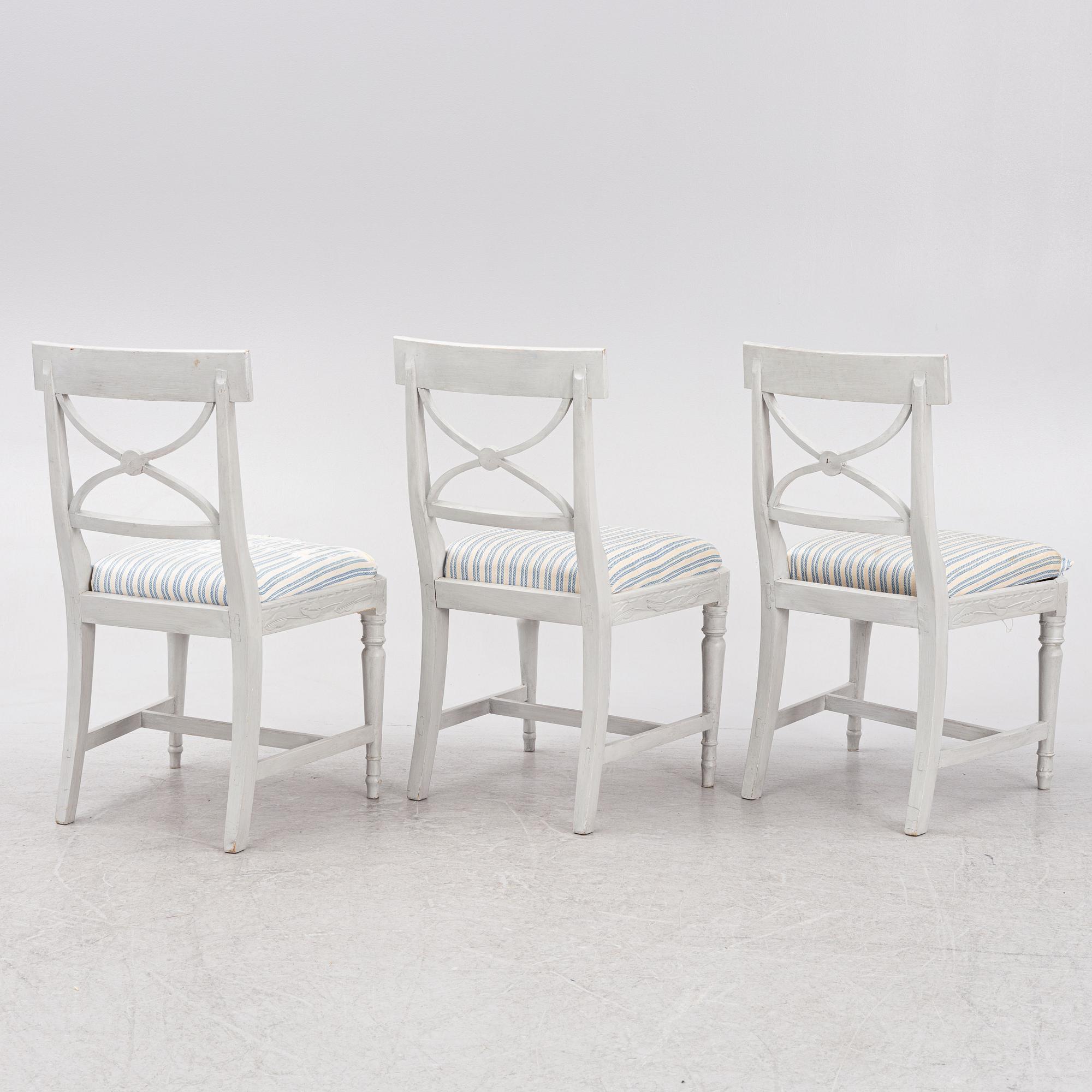 Stolar 3 st, Gustavianska, omkring år 1800.