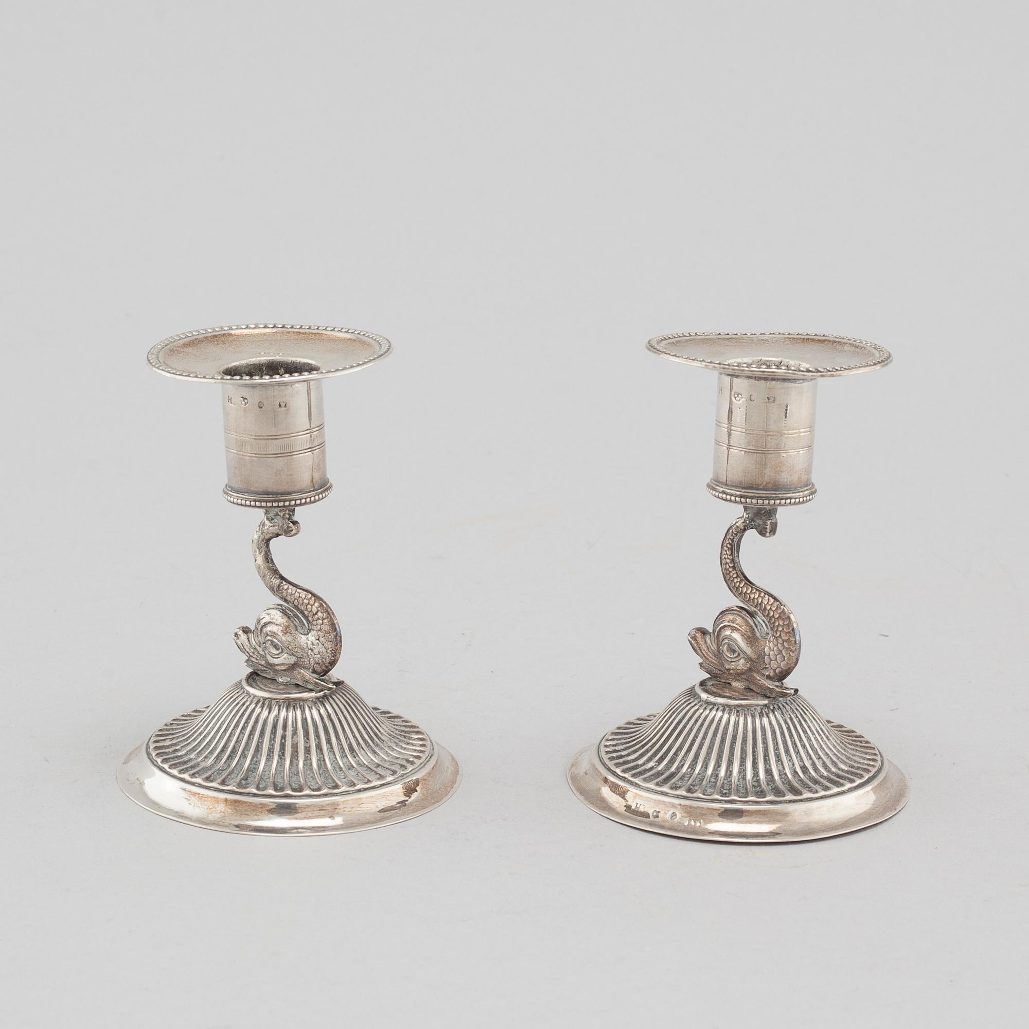 a pair of silver candlesticks, Stockholm, 1814.