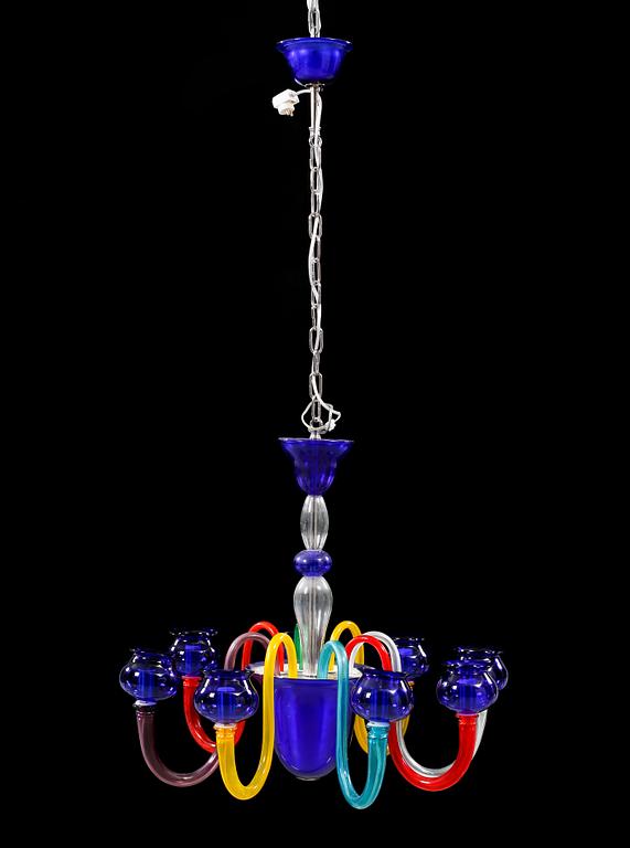 LJUSKRONA, "Rapsodia S", Murano, Italien, 1900-talets senare del. Höjd ca 60 cm exkl kedja och kopp.