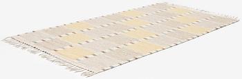 Barbro Nilsson, a carpet, 'Falurutan gul S', flat weave, c. 223 x 115 cm, signed AB MMF BN.