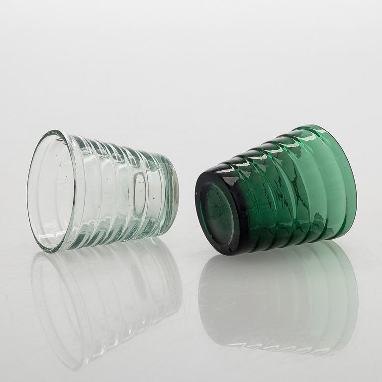 Aino Aalto, a set of ten 1930's '4056 Böljeblick' liquor glasses for Karhula Glassworks.