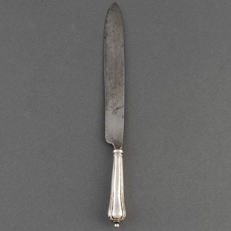 Petter Åkerman, transcherkniv, silver,  Stockholm 1771. Rokoko.