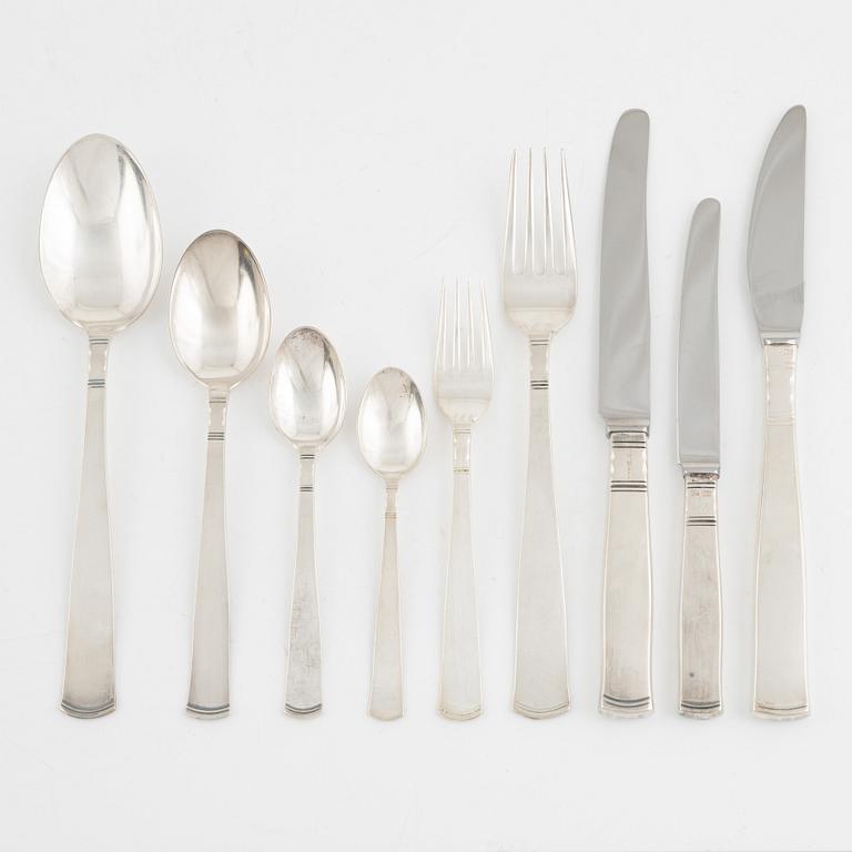 Jacob Ängman, bestickservis, 77 delar, silver, modell "Rosenholm", GAB, bl.a. Stockholm 1965.