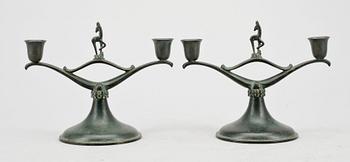 KANDELABRAR, ett par, art deco, Ystad Brons, 1900-talets första hälft.