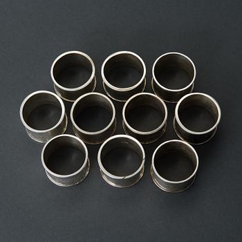 SERVETTRINGAR, 10 st, sterling silver, Kalke, Esbo Finland 2000.
