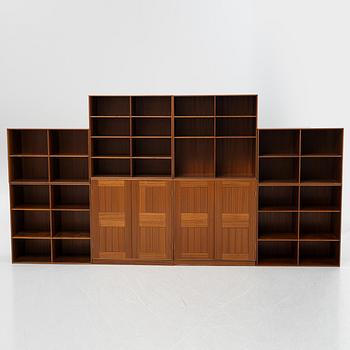 Mogens Koch, cabinets, a pair, and 6 shelves, "Byggereolen", Rud Rasmussens Snedkerier. Denmark, second half of the 20th century.