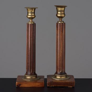 A pair of late Gustavian late 18th century candlesticks.