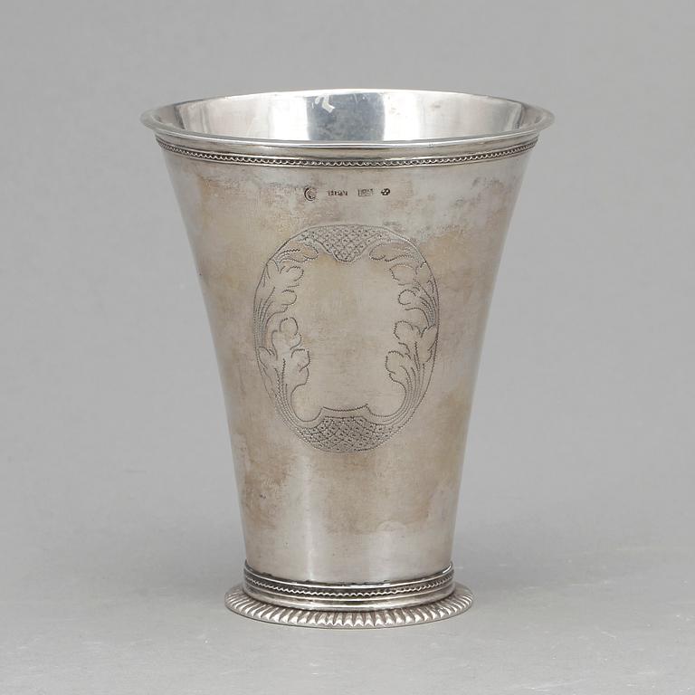 BÄGARE, silver, Hans Petter Vogt, Kristianstad, 1793. Vikt ca 193 gram.