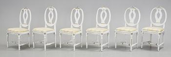 STOLAR 6 st, Gustaviansk provins, snarlika, 1700-tal.