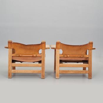 FÅTÖLJER, ett par, "Spanska stolen", Börge Mogensen för Fredericia Stolefabrik, Danmark.