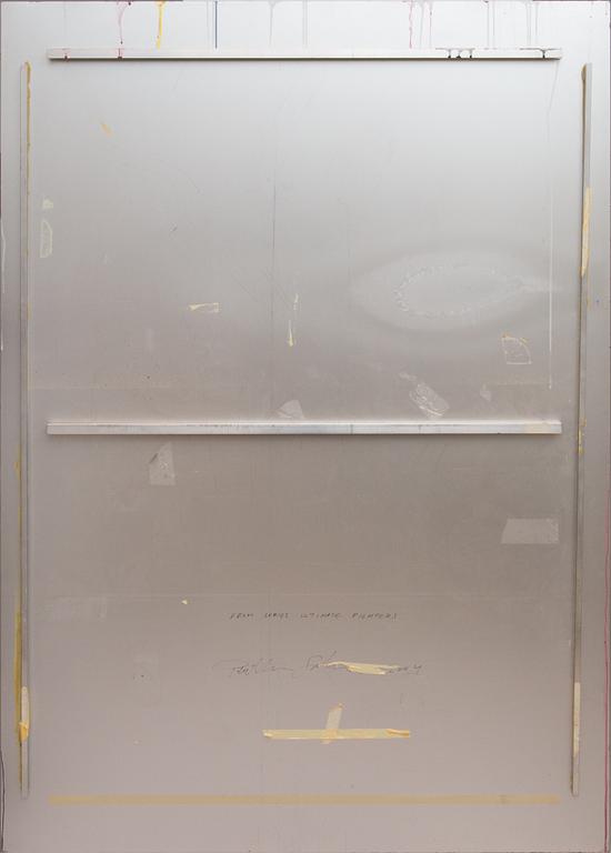 Trama, mixed media and spray paint on board, a tergo signed.