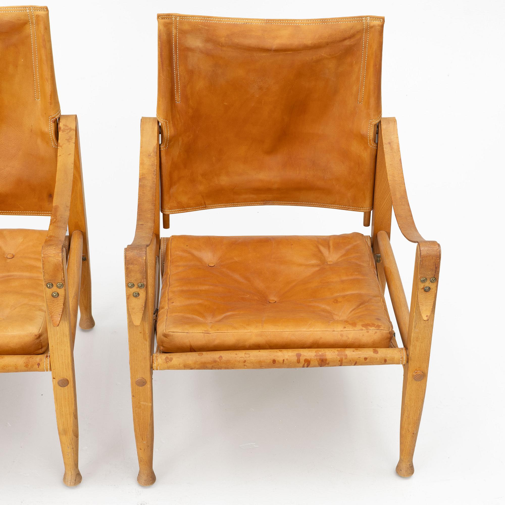 Kaare Klint, Armchairs, “Safari”, a pair, Rud. Rasmussens Snedkerier, Denmark, second half of the 20th century.