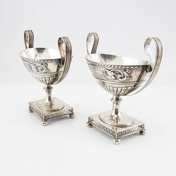 Samuel Pettersson sugar bowls, a pair of Gustavian style silver, Linköping 1938.