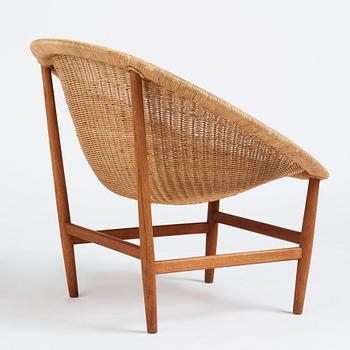 Nanna Ditzel, a teak and rattan easy chair, Ludvig Pontoppidan, Denmark 1950s.