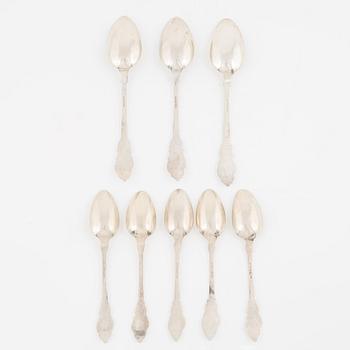 5+3 Swedish Silver Spoons, mid 19th century.