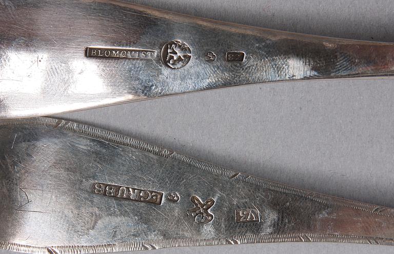 MATSKEDAR, 5 st, silver, flertal mästare och städer, bla L. Grubb, Sundsvall. 1800-tal.