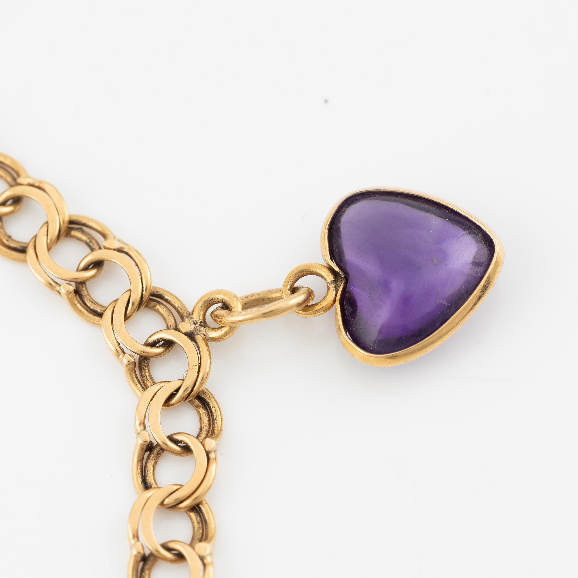 Armband, 18K guld, med berlocker.