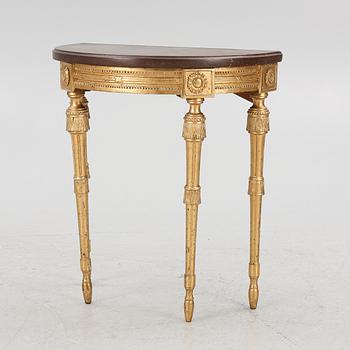 A Gustavian giltwood console table, late 18th century.