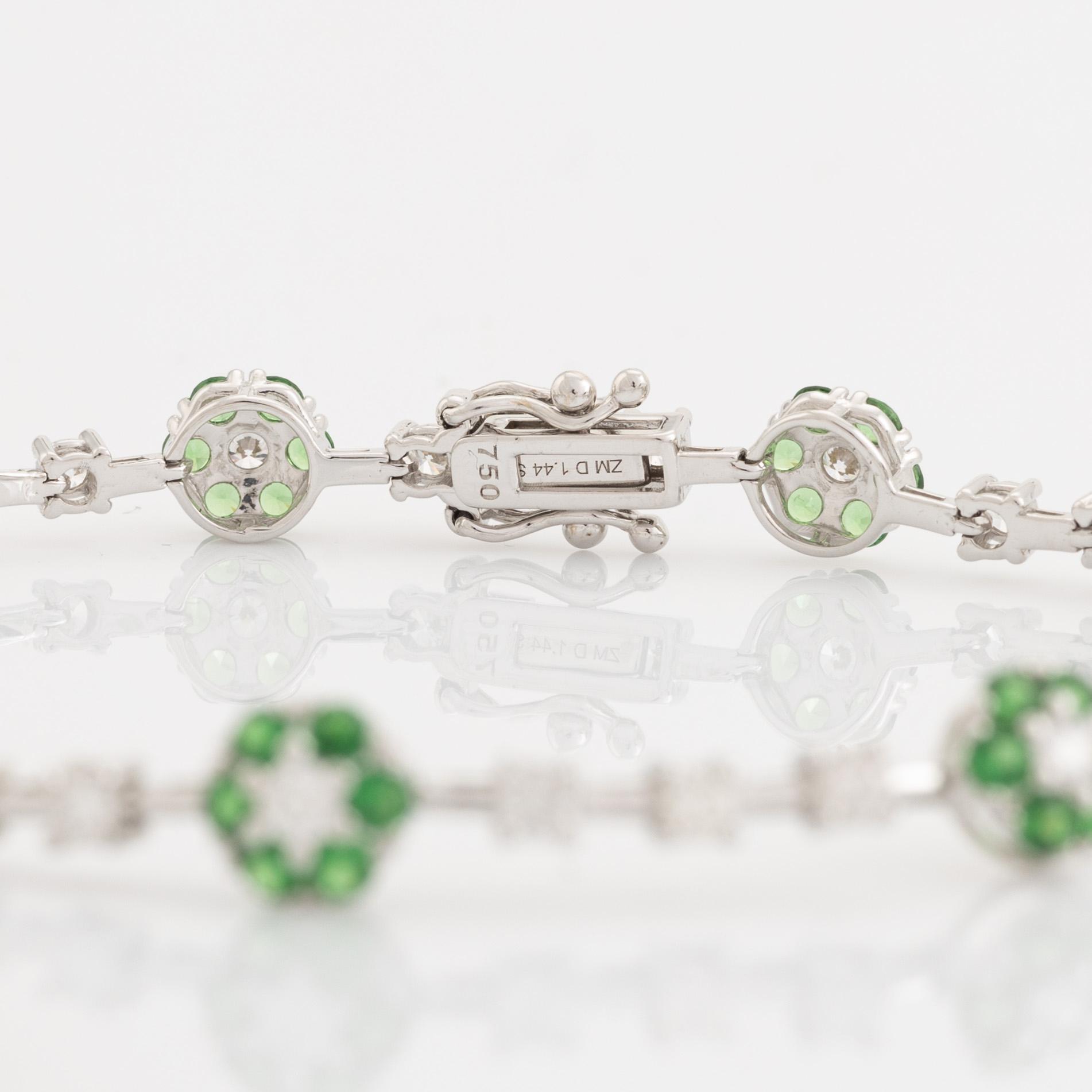 Tsavorite and brilliant cut diamond bracelet.