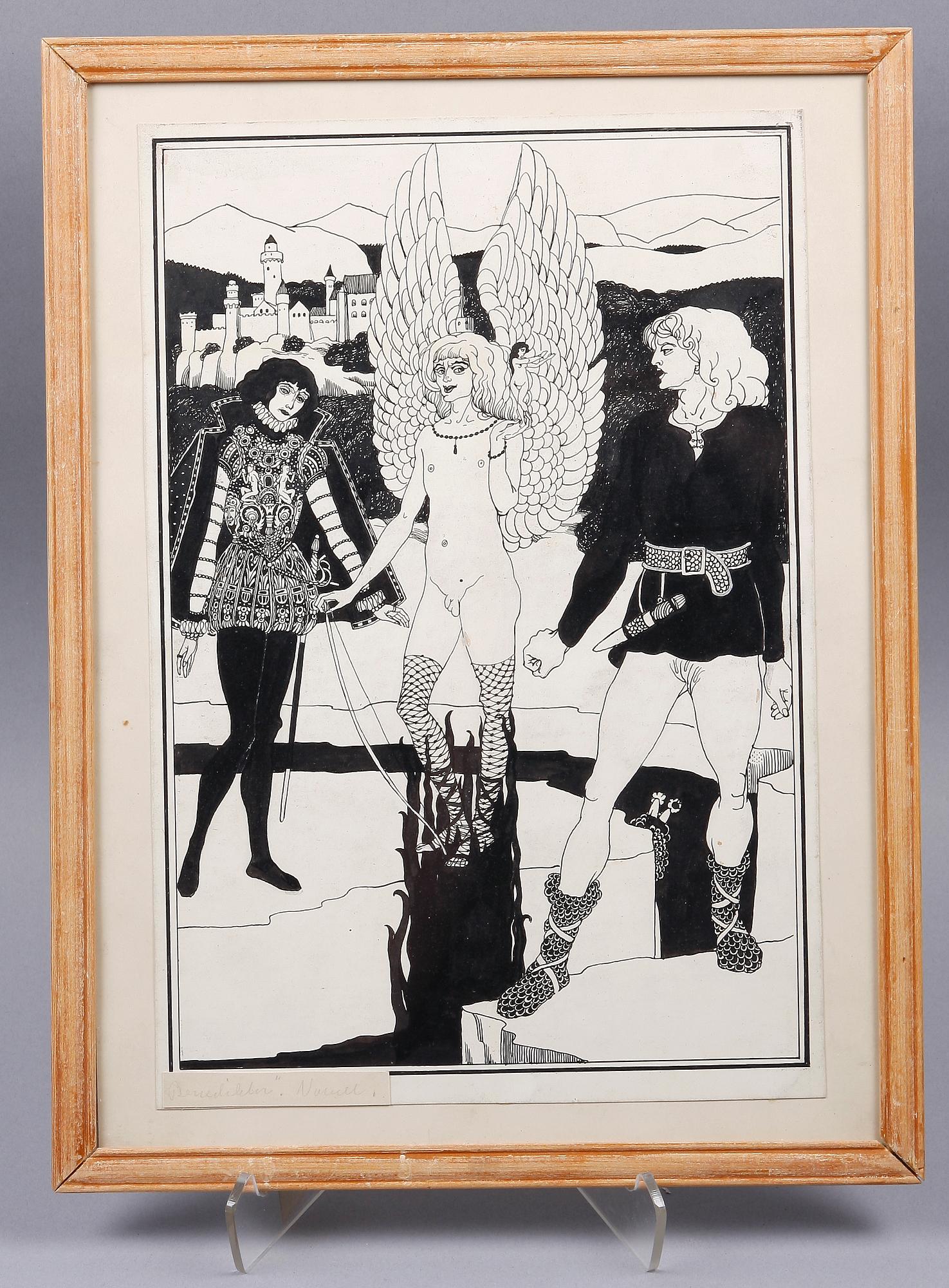 SVANLUND, JOSEF, tillskrivna, blandteknik, blyerts, tusch, 3 st.