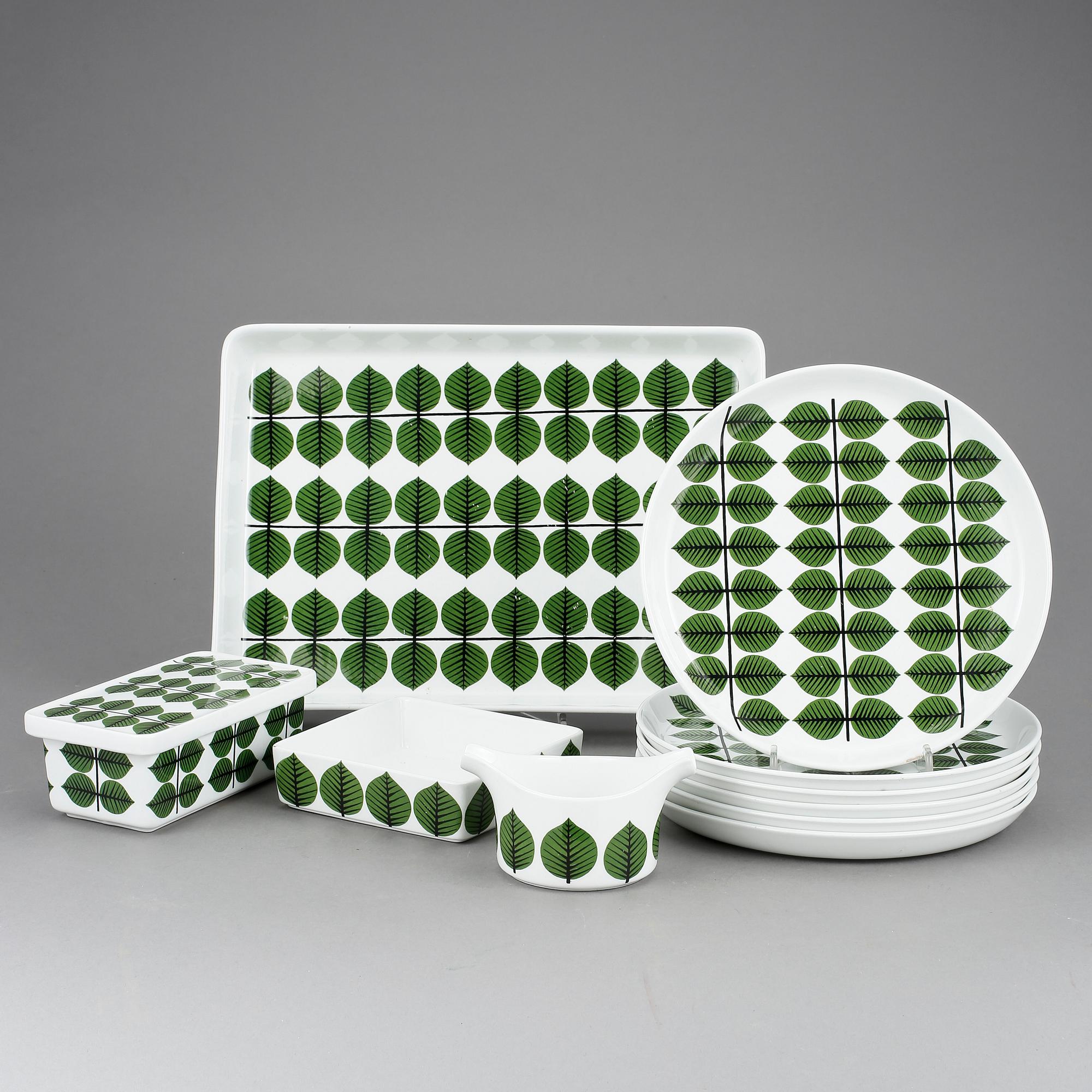 SERVISDELAR, 10 st. "Berså", Stig Lindberg, Gustavsberg 1960-1974.