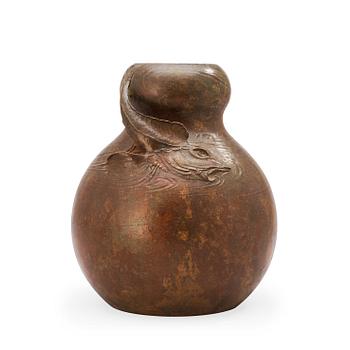 A Hugo Elmqvist Art Nouveau patinated bronze vase, Stockholm, early 1900's.