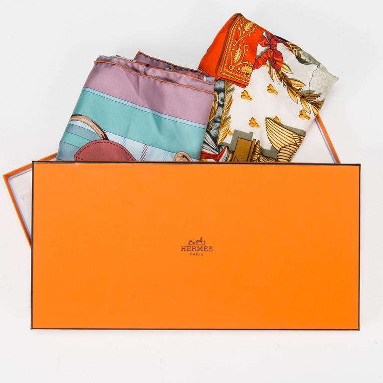 HERMÈS Two Silk Scarfs.