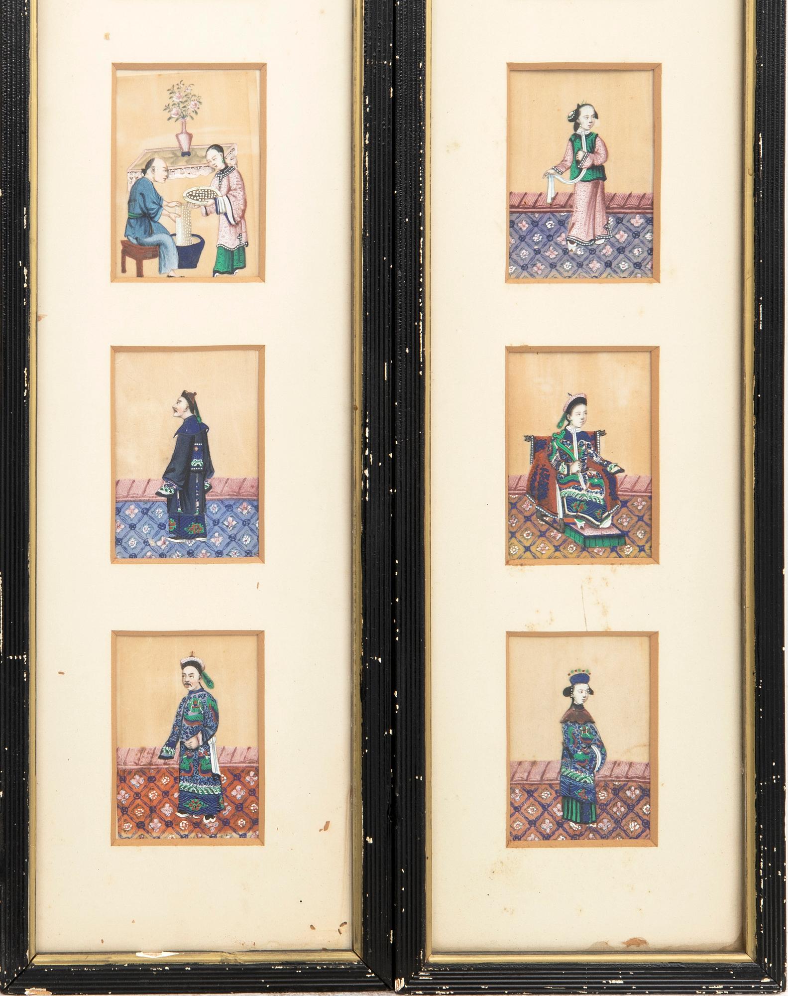 10 paintings on rice paper, China late Qing 1900s.