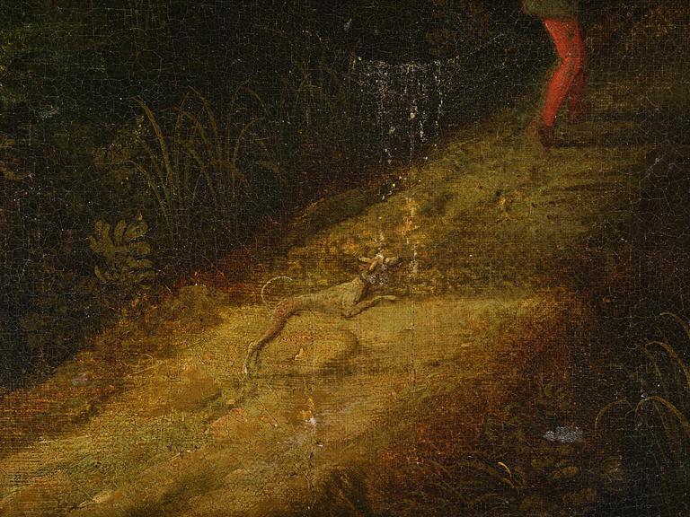 Flemish school, 16th/17th century in the manner of Anton Mirou, Landscape with figure staffage by a village.