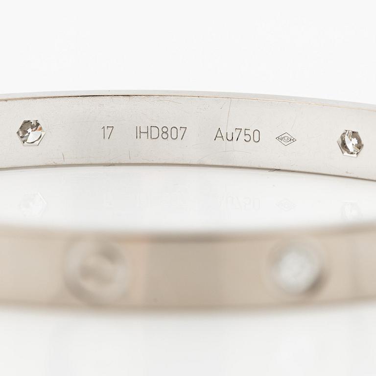 Cartier armband "Love" 18K vitguld med fyra runda briljantslipade diamanter.