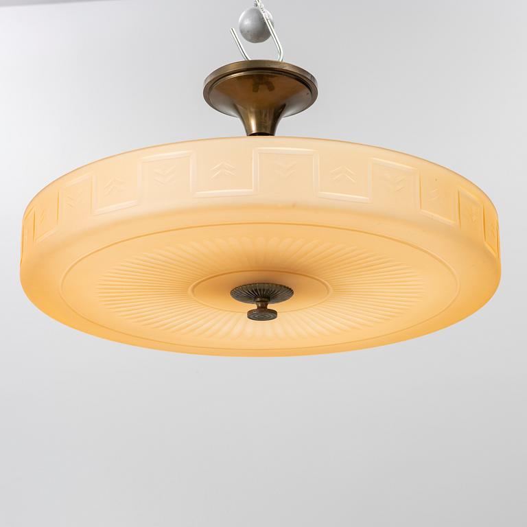 Harald Notini, taklampa, modell 6650, Arvid Böhlmarks Lampfabrik, Stockholm, 1930-tal.