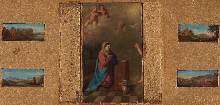 Cornelis van Poelenburgh Tillskriven, 3 bilder med Madonnan, antika scener.