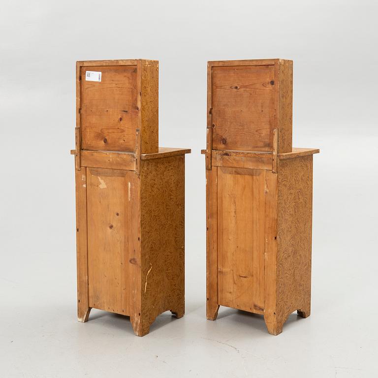 Bedside tables, a pair, first half of the 20th century.