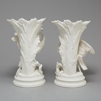 A PAIR OF PARIAN FLOWER VASES, Gustafsberg, second half of the 19th century.