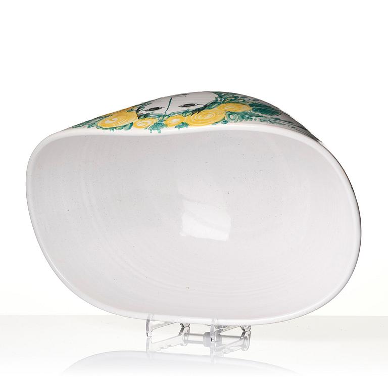 Björn Wiinblad, stor skål, glaserad keramik, Danmark, daterad 1977.