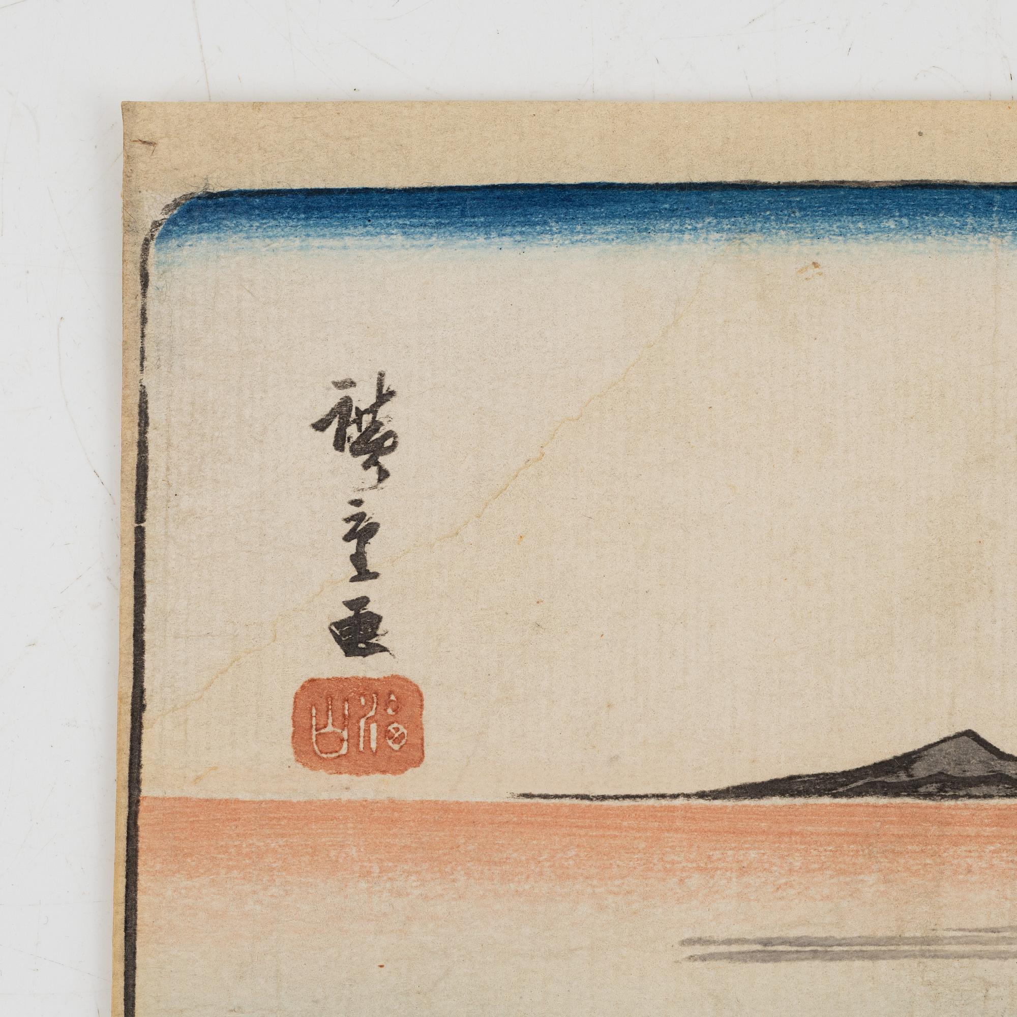 Ando Utagawa Hiroshige, after, four woodblock prints.