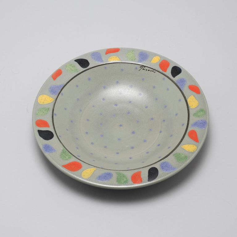 One vase, one bowl and three candleholders from Paradisverkstan at Öland, late 20th century.