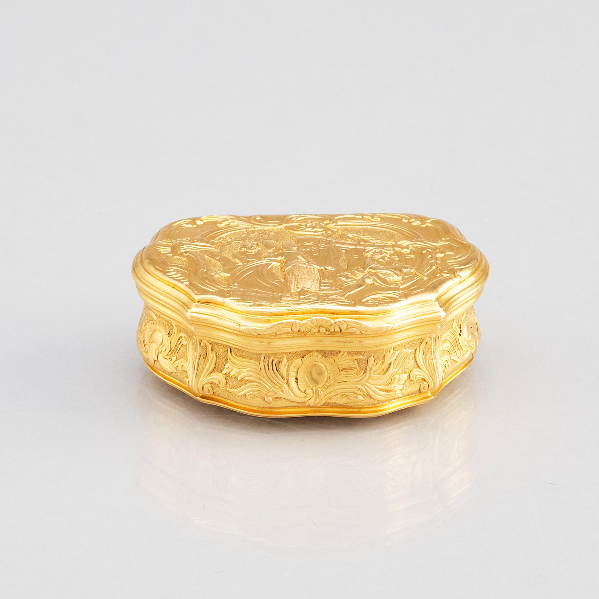 Frantz Bergs, dosa, guld, (verksam i Stockholm 1725-1777), 1700-talets mitt. Rokoko.