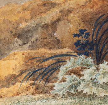 Unknown artist, 18th Century, watercolour & gouache, signed J. Biron and dated 1794.