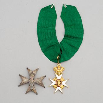 Order of the Vasa, Commander's set, gold, silver and enamel, with sash and box.