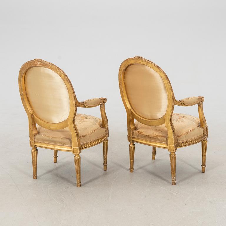 Soffgrupp 3 dlr Louis XVI-stil omkring 1900.