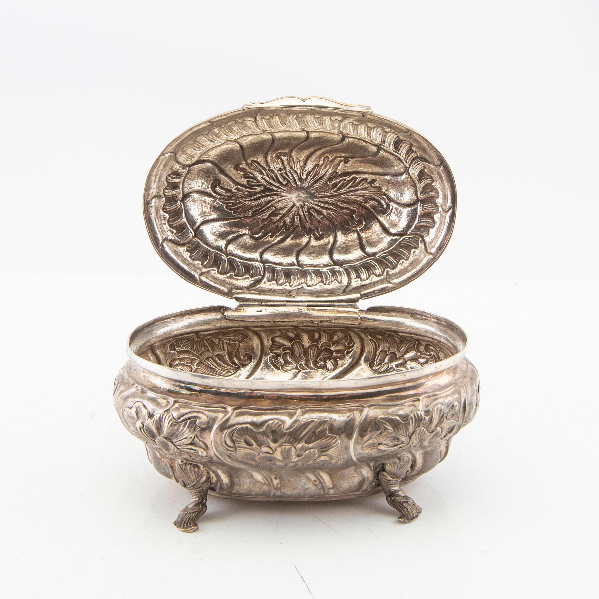 Sugar box, silver, Rococo, mid-18th century.