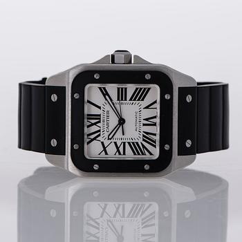 CARTIER, Santos 100 LM, wrist watch, 38 x 38 mm.