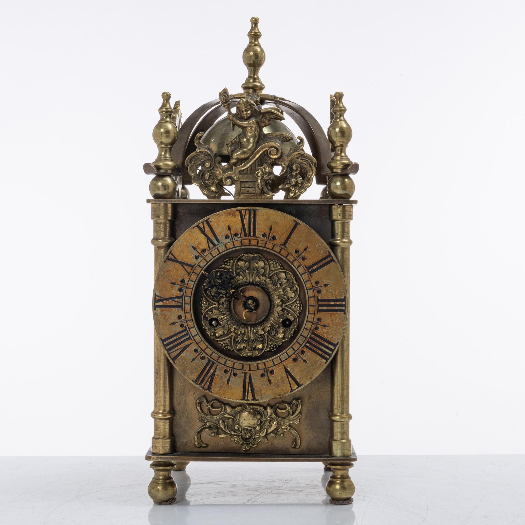 A Baroque style lantern clock, Daniel Møller, Denmark, 20th century.