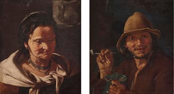 850. Bernhard Keilhau (Monsù Bernardo), attributed to, Portrait of a woman & portrait of a pipe-smoking man.