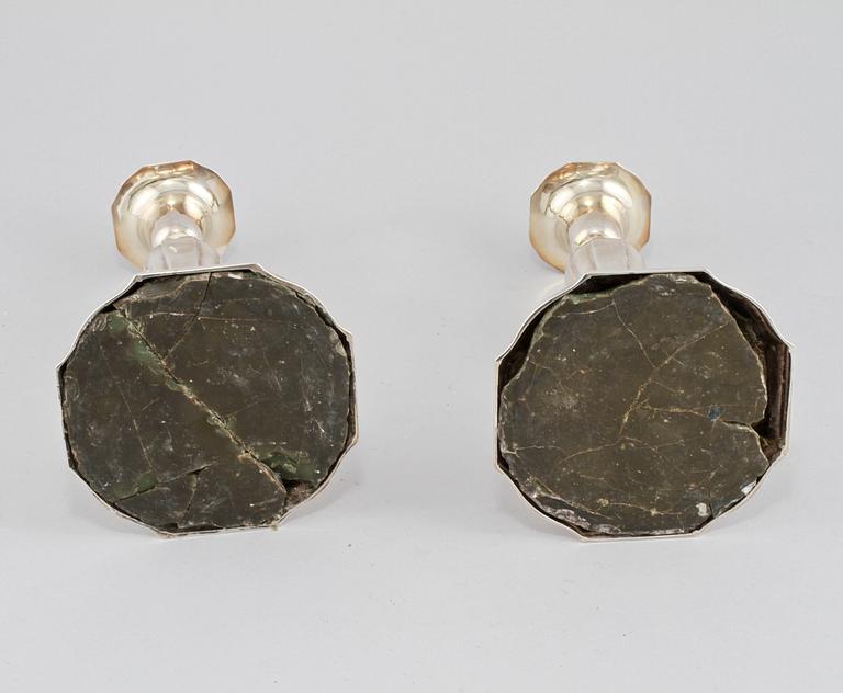 LJUSSTAKAR, ett par, silver, GAB, Stockholm, 1966.