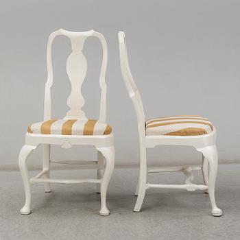 A pair of Swedish 18th century  late baroque chairs.