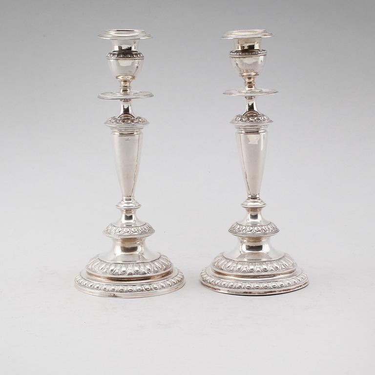LJUSSTAKAR, 1 par, silver, GAB, Stockholm 1892.